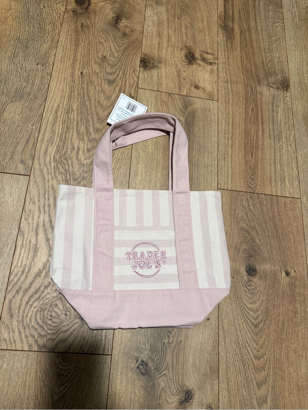 NEW Trader Joe’s mini Pink Stripe Canvas Tote Bag